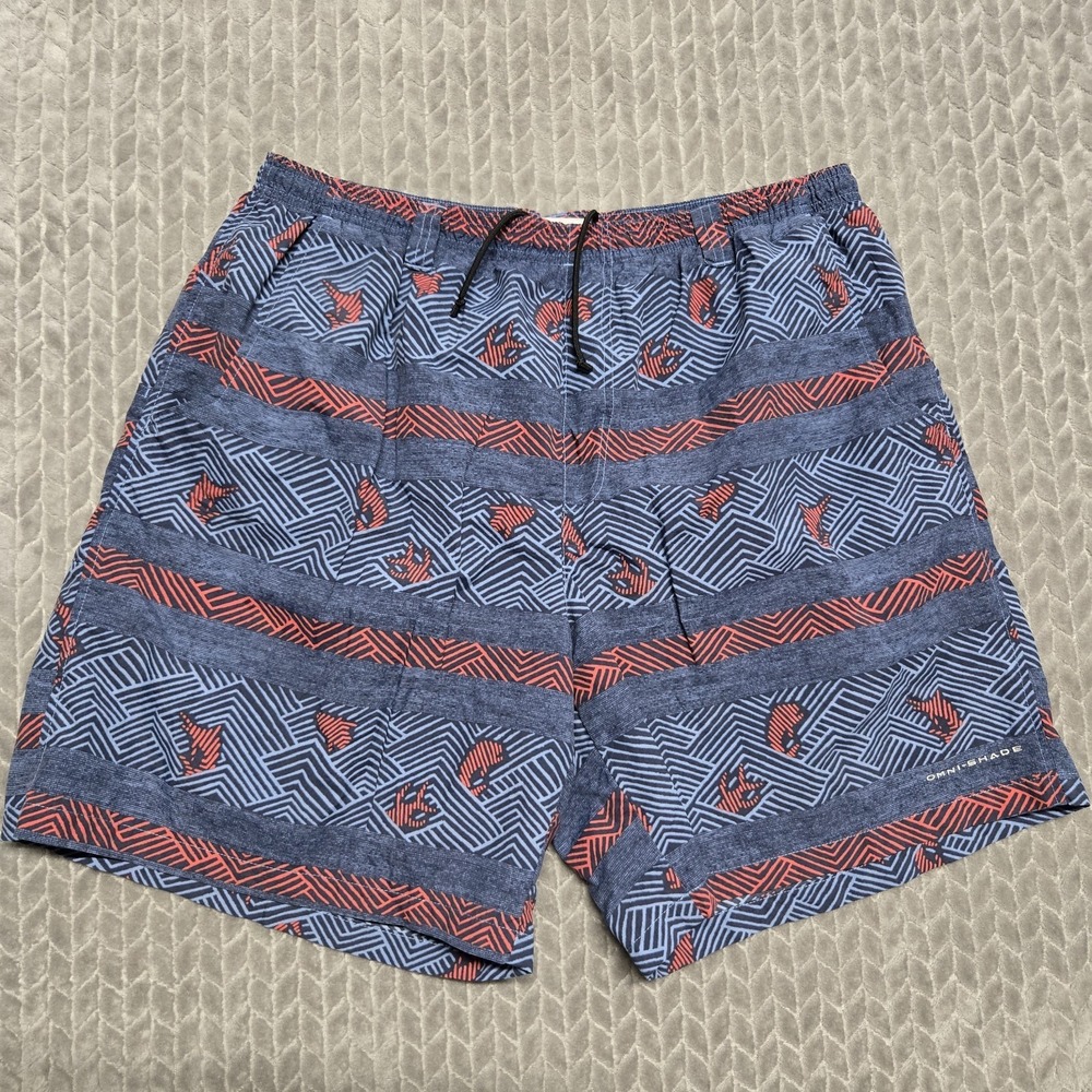 Columbia PFG Backcast II Swim Trunks Size XL Marlin‎ Fish Blue Red Abstract